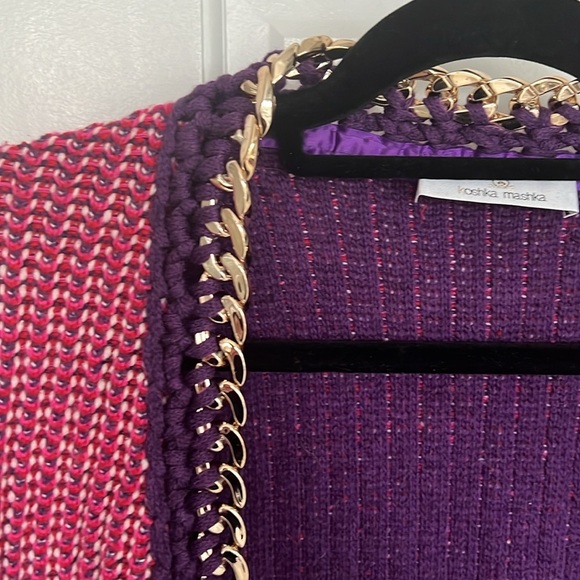 Koshka Mashka Knit Chain Detail Hot Pink Open Cardigan Jacket - Picture 3 of 7